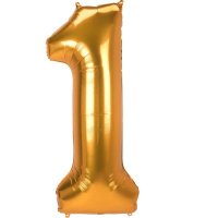 Folienballon Jumbo Zahl 1 55x134cm gold