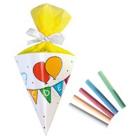 Mini-Schultüte Schulstart gefüllt mit Kreide
