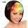 Perücke Bob schwarz mit Regenbogen-Pony