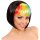 Perücke Bob schwarz mit Regenbogen-Pony