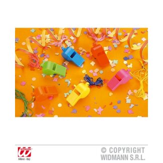 Trillerpfeifen 4er Set 4 Farben sort.