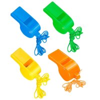 Trillerpfeifen 4er Set 4 Farben sort.