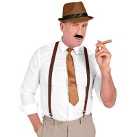 Wilde 20er Set 5-tlg. Hut, Hosenträger, Krawatte, Schnurrbart, Zigarre