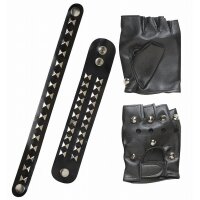 Set Biker/Rocker schwarz mit Nieten