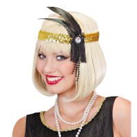 Stirnband Gold mit Pailletten & Federn
