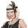 Stirnband schwarz mit Pailletten & Federn