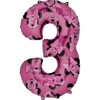 Folienballon Minnie Maus Forever Zahl 3 pink