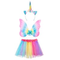 Einhornfee Set Tiara, Flügel & Tutu