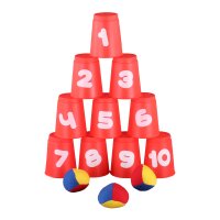 Idena Ballwurfspiel 10 Bechern und 3 Bällen