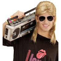 Perücke Vokuhila 80er blond mit Sonnenbrille