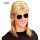 Perücke Vokuhila 80er blond mit Sonnenbrille