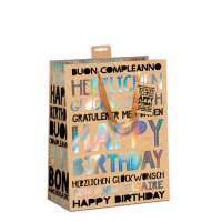 Geschenktasche Happy Birthday braun 26x32x12cm