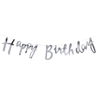 Girlande Happy Birthday silber