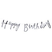 Girlande Happy Birthday silber