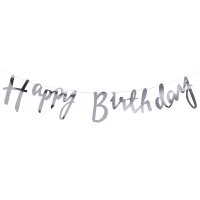 Girlande Happy Birthday silber