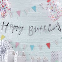 Girlande Happy Birthday silber