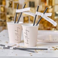 Papiertrinkhalme Birthday Champagne Noir 16 Stück
