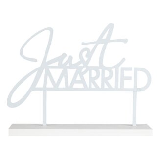Tischschild Metall Just Married weiß