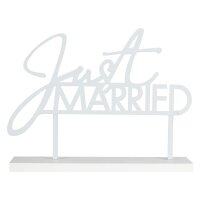 Tischschild Metall Just Married weiß