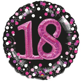 Folienballon Sparkling 18 3D pink