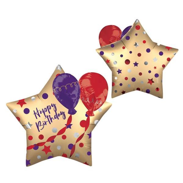 Multi Folienballon Stern Happy Birthday satin-gold