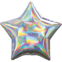 Folienballon Holographic Stern D45cm silber