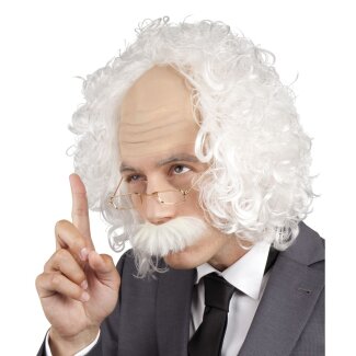 Perücke Professor mit Schnurrbart & Brille