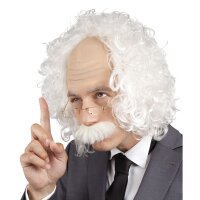 Perücke Professor mit Schnurrbart & Brille