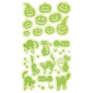 Deko Sticker Halloween Kürbis und Katzen