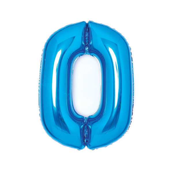 Folienballon Zahl 0 medium 63x85cm blau