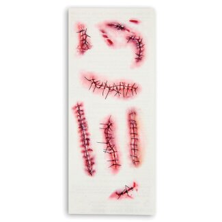 Narben-Tattoo-Set Stapled & Stitched 10teilig