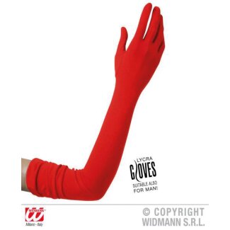 Lange rote Handschuhe in Lycra, 60cm