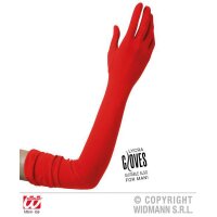 Lange rote Handschuhe in Lycra, 60cm
