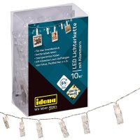 Lichterkette mit Klammern 10 LED warmweiß