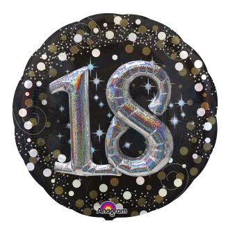 Folienballon Sparkling 18 mit 3D-Effekt 91 cm