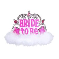 Diadem Bride to Be mit Juwelen und Marabou