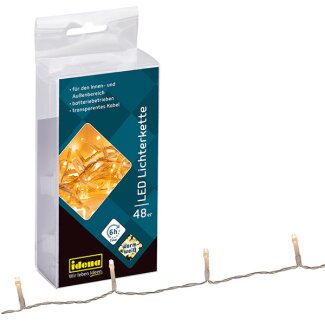 Idena LED Lichterkette 48er warmweiss 6h Timer für Innen und Außen