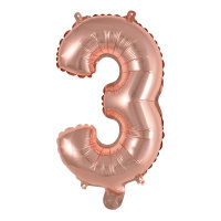 Folienballon Zahl 3 mini 35cm roségold