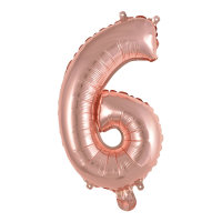 Folienballon Zahl 6 mini 35cm roségold