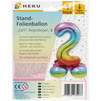 Stand-Folienballon Zahl 2 Regenbogen