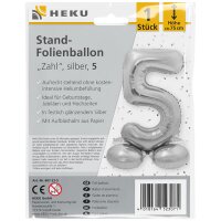 Stand-Folienballon Zahl 5 silber 75 cm
