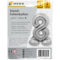 Stand-Folienballon Zahl 8 silber