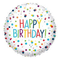 Folienballon Happy Birthday Konfetti weiß