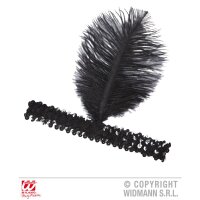 20er Jahre Haarband schwarz mit Pailletten & Feder