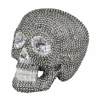 Totenkopf, schwarz mit Glitzersteinen