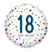 Folienballon Happy Birthday 18 Konfetti rund