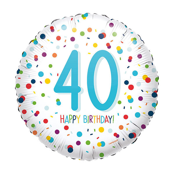 Folienballon Happy Birthday 40 Konfetti rund
