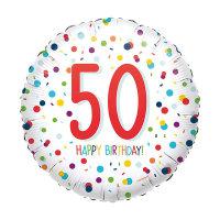 Folienballon Happy Birthday 50 Konfetti rund