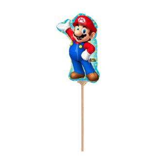 Folienballon SUPER MARIO luftgefüllt am Papierstab