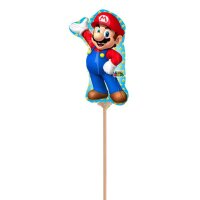 Folienballon SUPER MARIO luftgefüllt am Papierstab